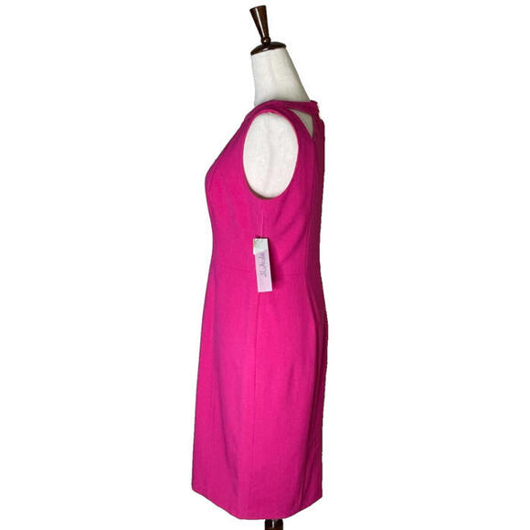 Eliza J Cocktail Dress Cutout Neckline Barbie Pink Sheath Sleeveless Women 6 NWT - Picture 4 of 9